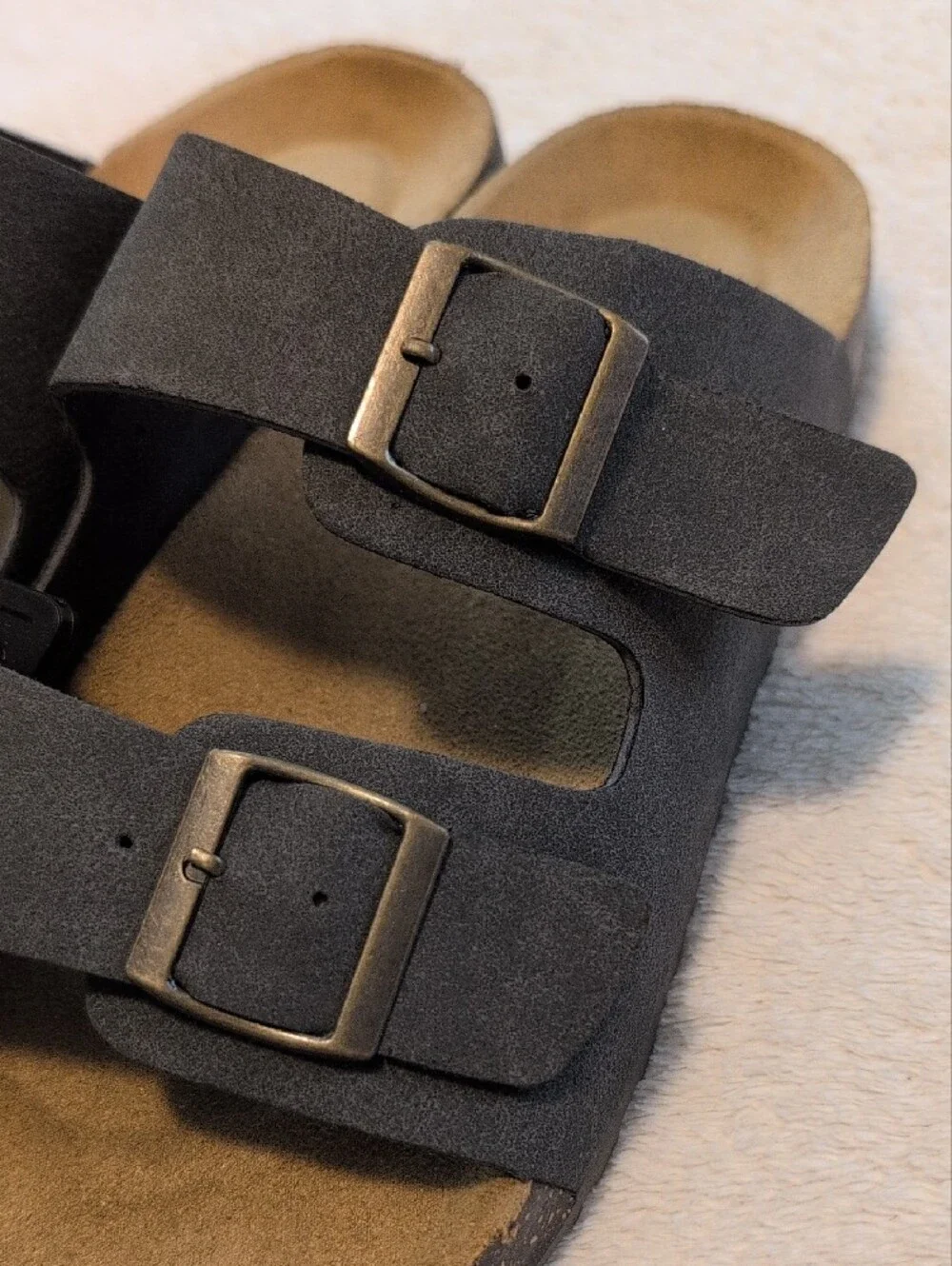 George Men's Black Double-Buckle Slides